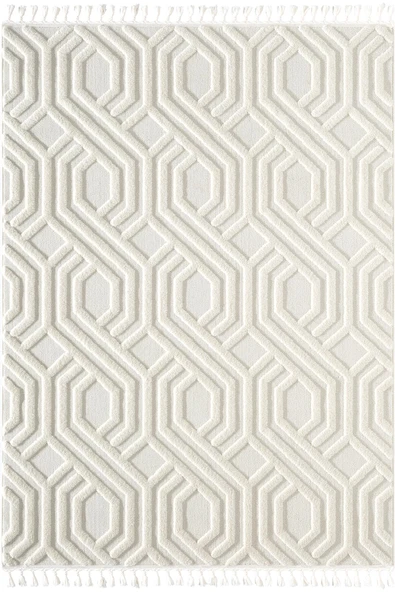 Loop LP024W Gri Halı Dekoratif Sisal Yumuşak Bukleli Tozsuz Salon Halısı Yatak Odası Iskandinav 120 X 180 BEYAZ ürün görseli 1