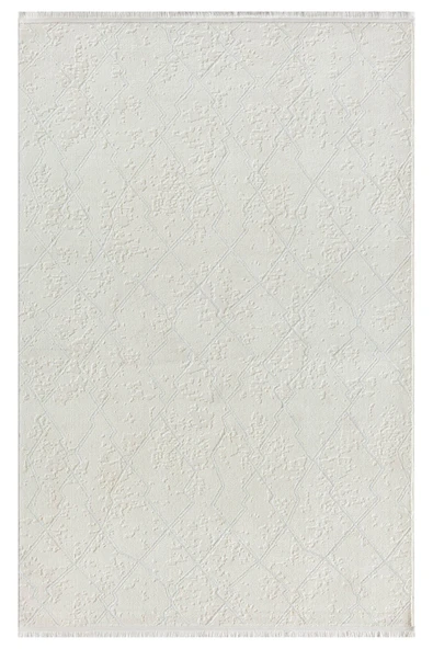 Tokyo 1771 Beyaz Halı Geometrik Desenli Modern Akrilik Halı Kaymaz Taban Tozuaz Salon Halısı 100 X 200 BEYAZ ürün görseli 1