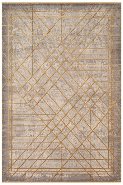 Art AT002S Sarı Geometrik Desen Modern Halı Triko Akrilik Viskon Boyama Yüksek Sıklık Ipek Serisi 240 X 340 SARI ürün görseli 1