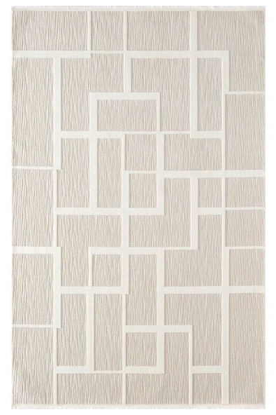 Sümer Sm015a Krem Renkli Halı Çizgi Desenli Dekoratif Modern Salon Mutfak Halısı 100 X 200 KREM ürün görseli 1