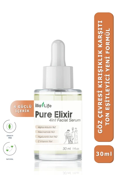 İLLA LİFE 4in1 Leke Karşıtı Beyazlatıcı Aydınlatıcı Hyaluronic Acid C Vitamini Arbutin Niacinamide 4in1 Serum ürün görseli 1