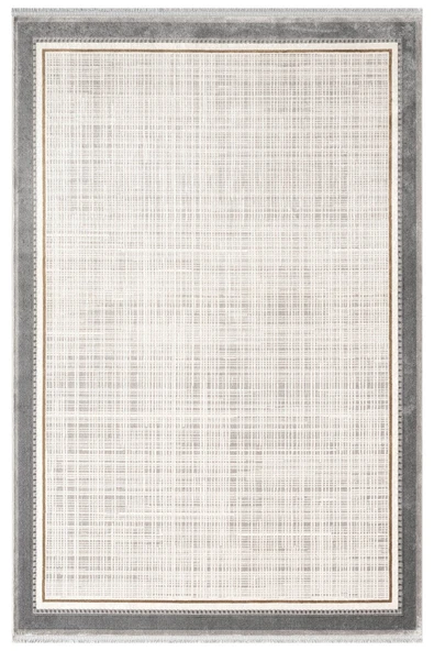 Fresco FC002G Gri Çerçeveli Halı Modern Desen 100 Tarak Viskon Parlak Yumuşak İpek Serisi 100 X 200 GRI ürün görseli 1