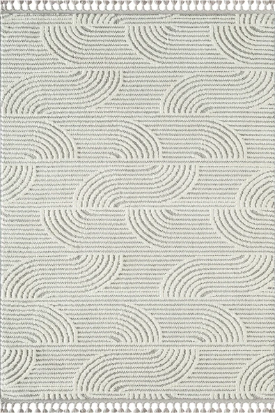 Wool WL012A Gri Beyaz Modern Desen Kabartmalı Doku Pamuk Tabanlı Kaymaz Salon Halı 160 X 230 GRI BEYAZ ürün görseli 1