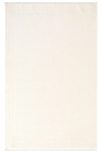 Fresco FC004W Beyaz Çerçeveli Halı Modern Desen 100 Tarak Viskon Parlak Yumuşak İpek Serisi 240 X 340 BEYAZ ürün görseli 1