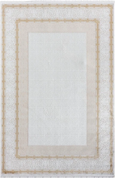 Elit El001s Krem Halı Gold Kenar Çerçeveli Ince Yumuşak Akrilik Tozuaz Modern Salon Halısı Koridor 240 X 340 A.KREM-GOLD ürün görseli 1