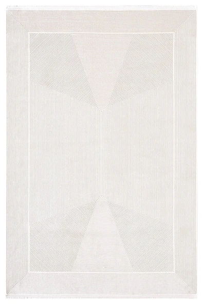 Cosmos CS006W Beyaz Halı Modern Detaylı Pamuk Taban Viskon Tozuaz Salon Yatak Odası Koridor Halısı 100 X 300 BEYAZ ürün görseli 1