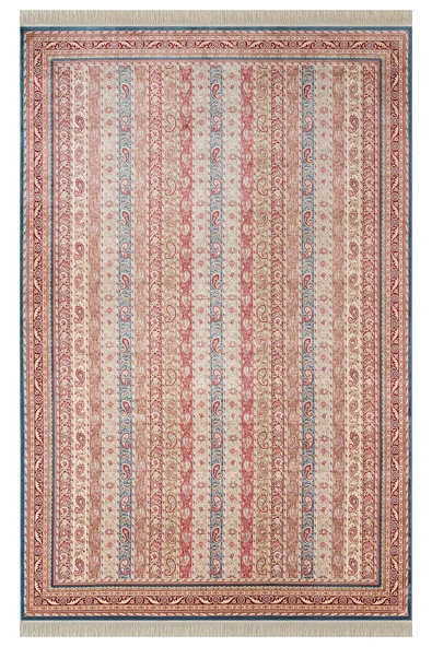 Imperial Luxe IL006R Koyu Mavi Kırmızı Halı Çerçeve Klasik Desen 100 Tarak Bambu Viskon İpek Serisi 240 X 340 MAVI ürün görseli 1