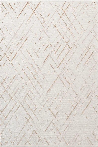 Icon IC003S Krem Modern Gold Detaylı Akrilik Pamuk Tabanlı Salon Koridor Mutfak 4 Mevsim Halı 80 X 300 KREM ürün görseli 1