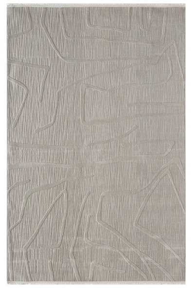 Sümer SM014G Gri Rengi Halı Çizgi Desenli Dekoratif Modern Salon Mutfak Halısı 100 X 200 GRI ürün görseli 1