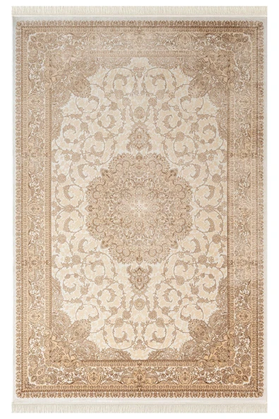Imperial Luxe IL005S Krem Çerçeveli Göbekli Halı Klasik Desen 100 Tarak Bambu Viskon İpek Serisi 200 X 290 KREM ürün görseli 1