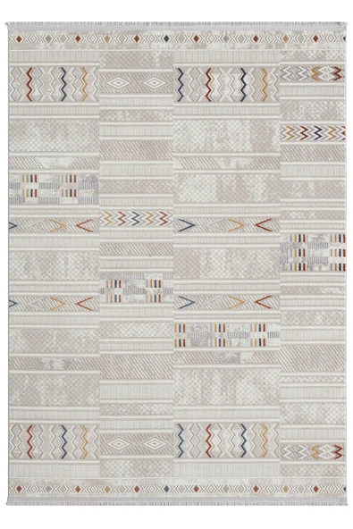 Lotus 8573 Gri Halı Renkli iskandinav Desenli Modern İnce Akrilik Tozuaz Salon Yatak Odası Halısı 150 X 230 A.GRI ürün görseli 1