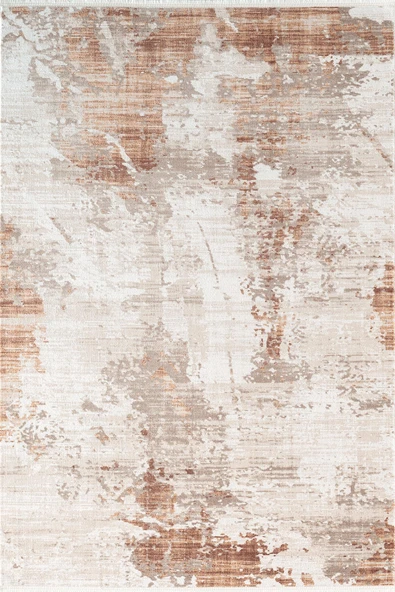 İndigo ID008T Beyaz Kahve Modern Desen Akrilik İplik Tozuaz Pamuk Taban Salon Mutfak Halısı 160 X 230 KREM-KAHVE ürün görseli 1