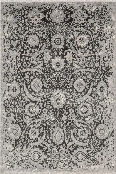 Look Black LB009G Siyah Gri Halı Klasik Desen Akrilik Yumuşak Tozuaz Salon Oturma Odası Halısı  80 X 150 GRI-SIYAH ürün görseli 1