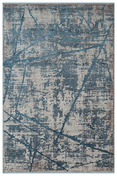 Art AT001M Mavi Halı Modern Desen Triko Akrilik  Viskon Boyama Yüksek Sıklık Ipek Serisi 80 X 150 MAVI ürün görseli 1
