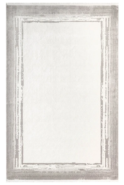 Fresco FC007G Gri Çerçeveli Halı Modern Desen 100 Tarak Viskon Parlak Yumuşak İpek Seris 100 X 200 GRI ürün görseli 1