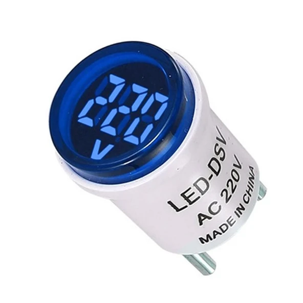 Alkatronik AC 220V Voltmetre Yuvarlak Mavi EU Plug Prize Takılabilir Fiş Gerilim Şebeke Test Led Voltaj Göster ürün görseli 1