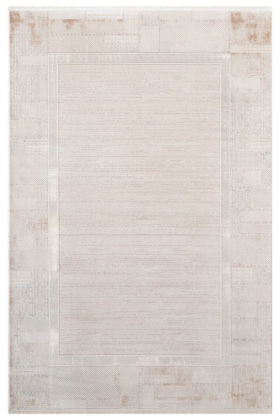 Vogue?VG001B Krem Bej Klasik Desen Modern Renk 100?Tarak Viskon Salon Halısı İpek Serisi 300 X 400 KREM BEJ ürün görseli 1