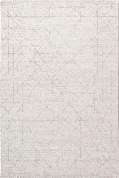 Icon IC004A Krem Modern Gri Detaylı Akrilik Pamuk Tabanlı 4 Mevsim Salon Koridor Mutfak Halısı 80 X 300 KREM ürün görseli 1