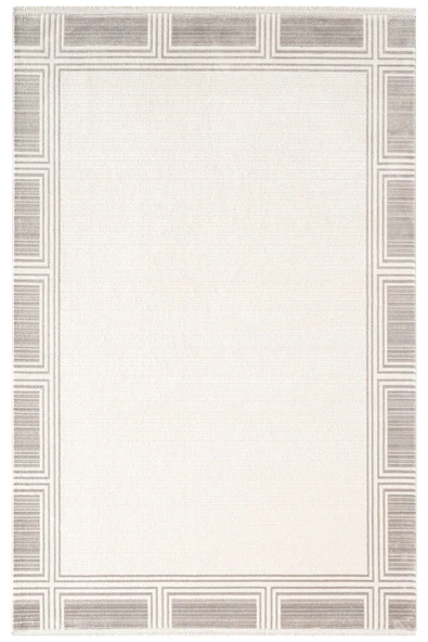 Fresco FC005G Gri Çerçeveli Halı Modern Desen 100 Tarak Viskon Parlak Yumuşak İpek Serisi 160 X 230 GRI ürün görseli 1