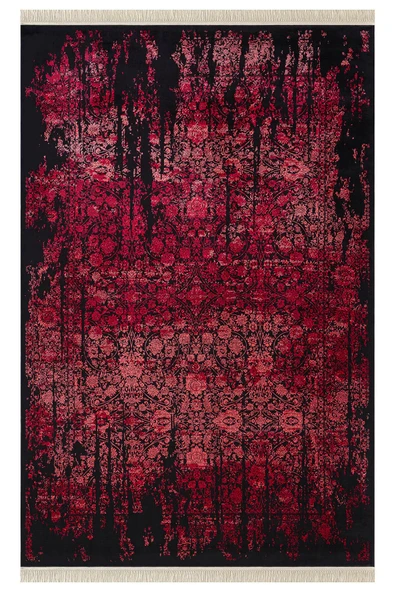 Diamente DM004J Siyah Kırmızı Modern Klasik Desen 100 Tarak Bambu Viskon Halı İpek Serisi 100 X 200 KIRMIZI ürün görseli 1