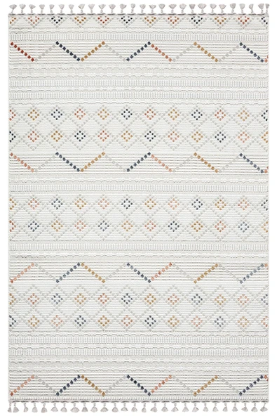 Sümer Sm012a Krem Rengi Halı Renkli Kilim Desenli Dekoratif Modern Salon Halısı 80 X 300 RENKLI ürün görseli 1