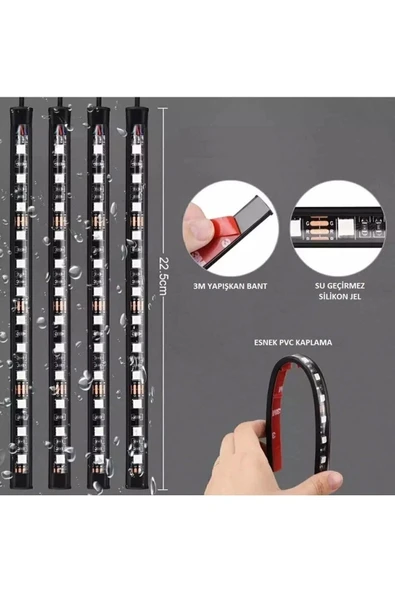 MEGAHAWK 4 Parçalı Uzaktan Kumandalı Ayak Altı Araç Içi 48 Led Çok Renkli Araba Led ürün görseli 1
