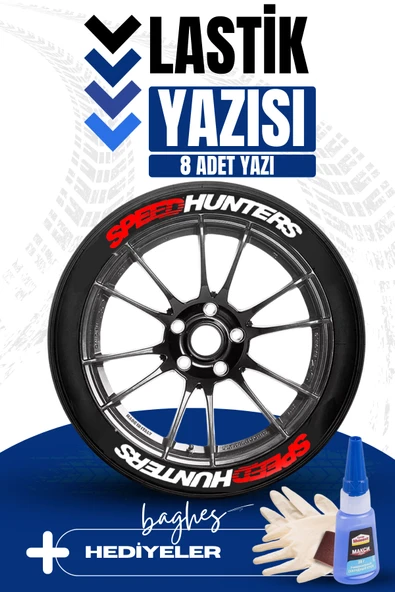 MEGAHAWK 8 Adet SpeedHunters Kırmızı Motosiklet Ve Otomobil Araç 3d Oto Lastik Yazısı Sticker Arma Seti ürün görseli 1