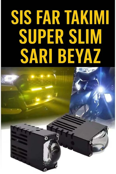 MEGAHAWK Super Slim Led Projektör Sarı Beyaz 40 W Motosiklet Sis Far Takımı ürün görseli 1
