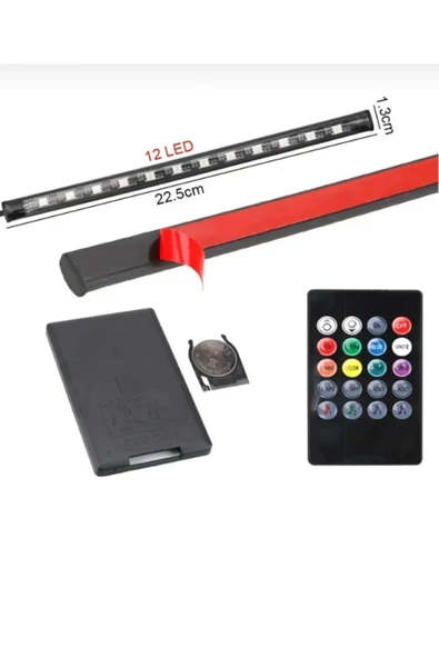 MEGAHAWK Araç İçi Kumandalı Ayak Altı Rgb Led Ambiyans Işığı 12 Led Uzun Arac-ic-kumandali ürün görseli 1