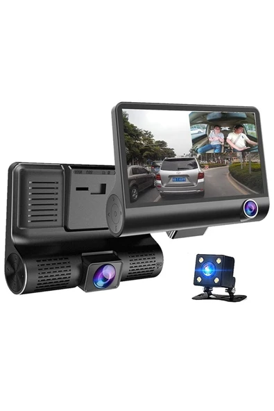 Carub Geniş Ekranlı Full HD 1080P Kameralı Araç İçi Kayıt Cihazı- Geri Görüş Destekli ürün görseli 1