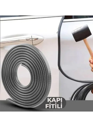 MEGAHAWK Oto Araç Kapı Koruma Fitili 5metre Parlak Gri Renk Çarpma Çizilme Önleyici Fitil ürün görseli 1