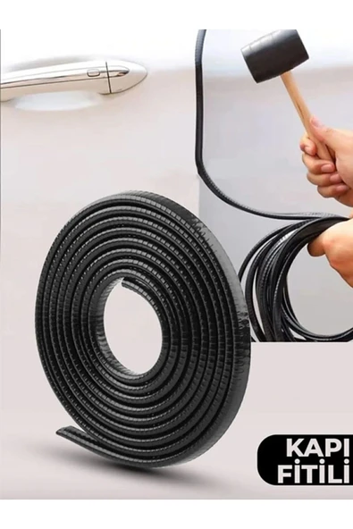 MEGAHAWK Oto Araç Kapı Koruma Fitili 5metre Parlak Siyah Renk Çarpma Çizilme Önleyici Fitil ürün görseli 1
