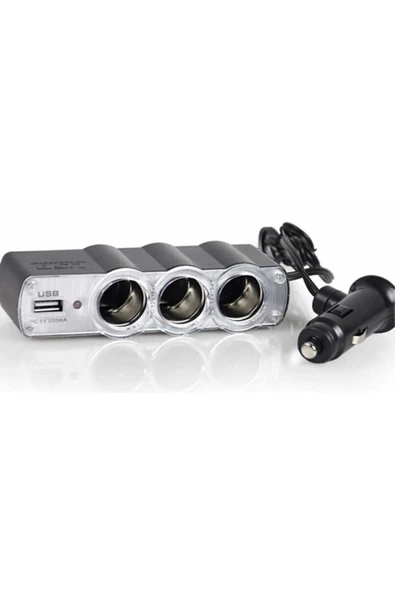 MEGAHAWK Araç Içi 3'lü Çakmaklık Çoğaltıcı Usb Çıkışlı 12v (3 Girişli Çakmaklık) ürün görseli 1
