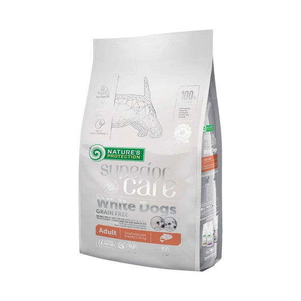 Nature's Protection Superior Care Beyaz Tüylü Köpekler İçin Tahılsız Somonlu Küçük Irk Köpek Maması 10kg ürün görseli 1