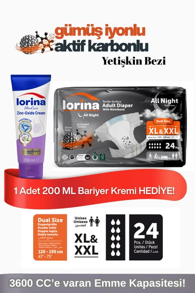 Lorina All Night Hasta Bezi XL-XXL 24’lü ürün görseli 1