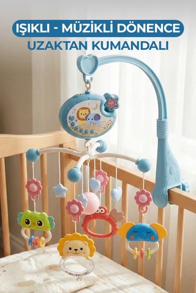 Vardem Işıklı Müzikli Kumandalı Bebek Dönencesi BIB-698-84 Mavi ürün görseli 1