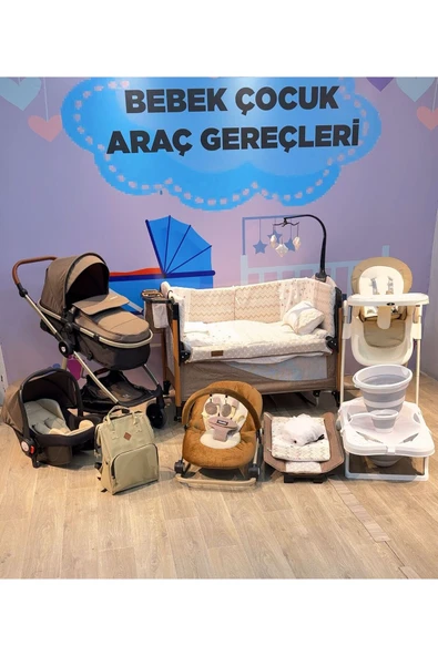 TURHAN BEBE 20 Parça Yeni Doğan SİRUS Lüx Bebek Çeyiz Seti BEBEK ARABASI MAMA SANDALYESİ PARK BEŞİK.. Kahverengi ürün görseli 1