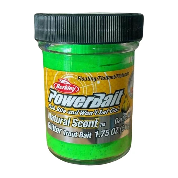 Berkley PowerBait Doğal Kokulu Glitter (Simli) Alabalık Hamuru - Spring Green ürün görseli 1