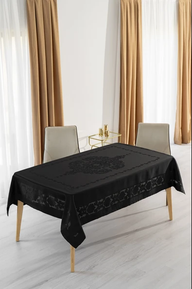 Jumbo Jakar Siyah Sıvı Geçirmez Kumaş Pano 4-6 Kişilik Masa Örtüsü (140x180) ürün görseli 1