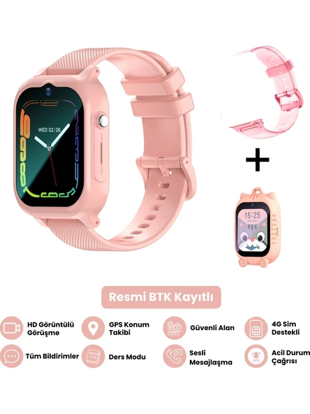 Harvox Hx Kids 4g Max Sim Kartlı Akıllı Çocuk Saati 3 Kordonlu Gps Konum Takibi Arama Konuşma 4g Destekli Pembe ürün görseli 1