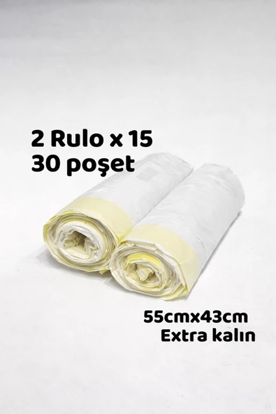 Büzgülü Çöp Torbası - 55cmx43cm - Kedi Kumu Poşeti 2x15 Toplam 30 Poşet ürün görseli 1