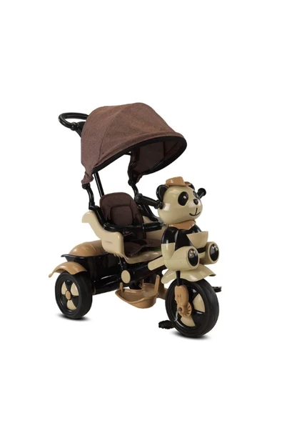BabyHope 127A LÜX LITTLE PANDA ÜÇ TEKER TENTELİ İTMELİ BİSİKLET (KAHVE) Kahverengi ürün görseli 1