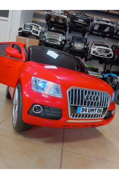 Audi Turhan Bebe Q-suv 12v, Kumandali, Çift Motor, Bluetooth Müzikli Akülü Araba! Kırmızı ürün görseli 1