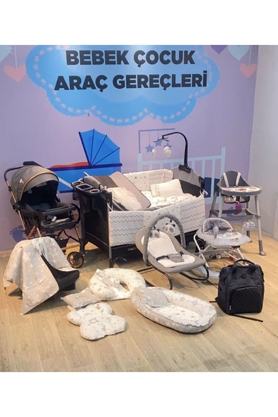 TURHAN BEBE YENİ DOĞAN OPTİMA BEBEK ÇEYİZ SETİ 22 PARÇA PARK BEŞİK BEBEK ARABASI PUSET ANA KUCAĞI... Gri/SİYAH ürün görseli 1