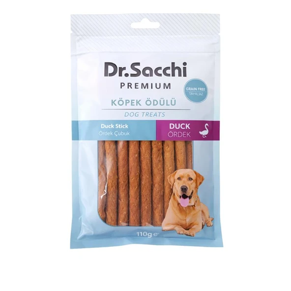 Dr.Sacchi Premium Ördekli Çubuk Tahılsız Köpek Ödülü 5'' 10'lu 110 Gr ürün görseli 1