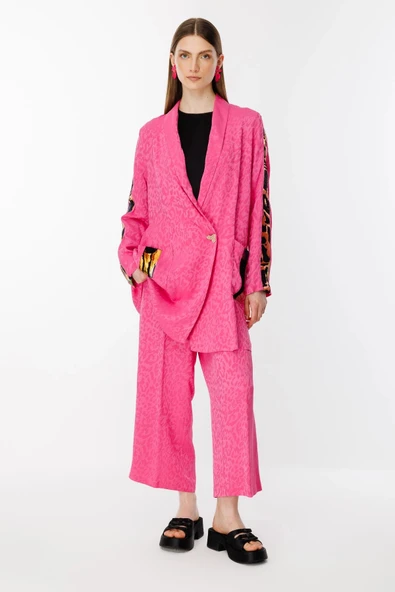 Ghisa Jakar Kumaş Leopar Desenli Pembe Takım 25YGSTKM3068 ürün görseli 1