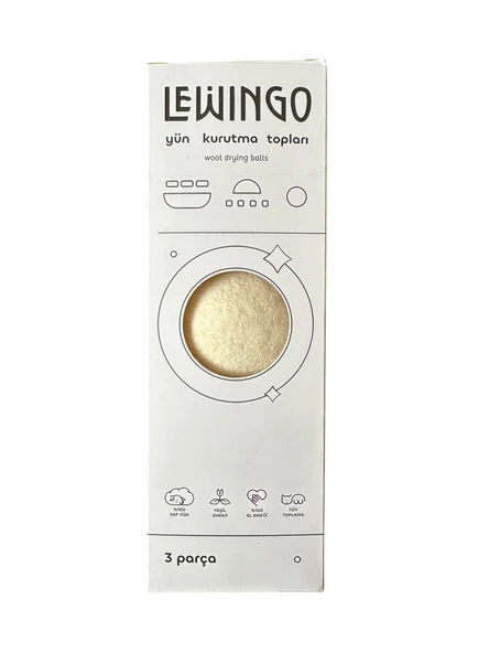 Lewingo Çamaşır Yün Kurutma Topu - Kurutma Makinesi Için Merinos Yün Top - 3 Adet - XL ürün görseli 1