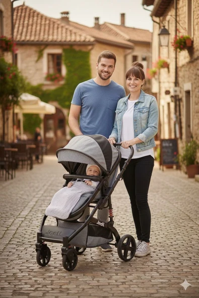 TURHAN BEBE GRANDE TRV AMARTİSÖRLÜ Boy Ayarlı Travel Sistem Bebek Arabası Taşıma Puset Gri ürün görseli 1