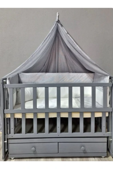 TURHANBEBE bebek çeyiz seti Asansorlu Çekmeceli Beşik Beyaz28 ürün görseli 1