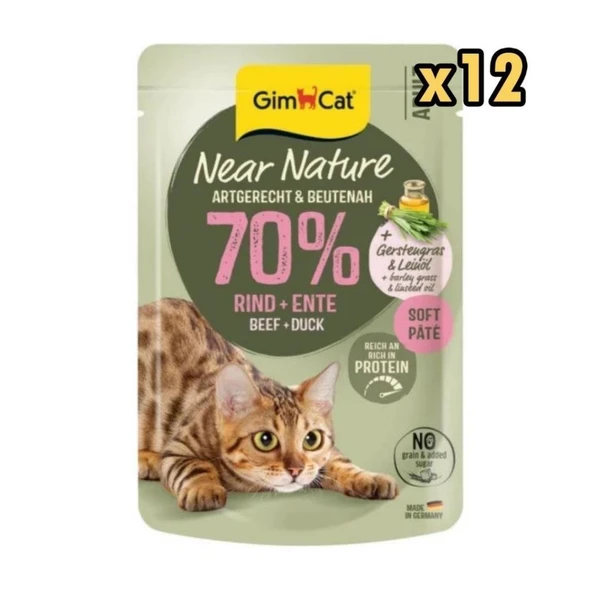 Gimcat Near Nature Sığır Etli Ördekli Kedi Yaş Maması 85 Gr x 12 Adet ürün görseli 1